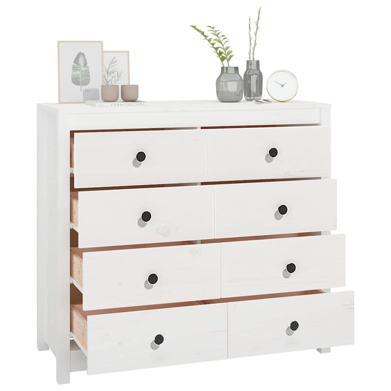 Dulap lateral, alb, 100x40x90 cm, lemn masiv de pin