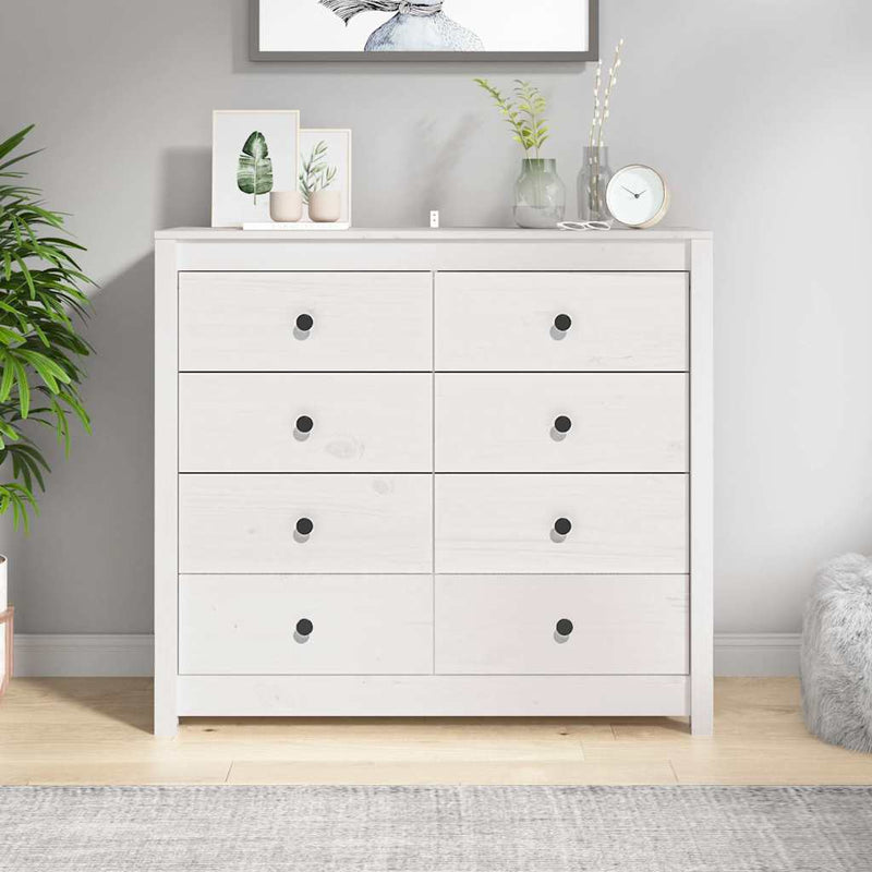 Dulap lateral, alb, 100x40x90 cm, lemn masiv de pin