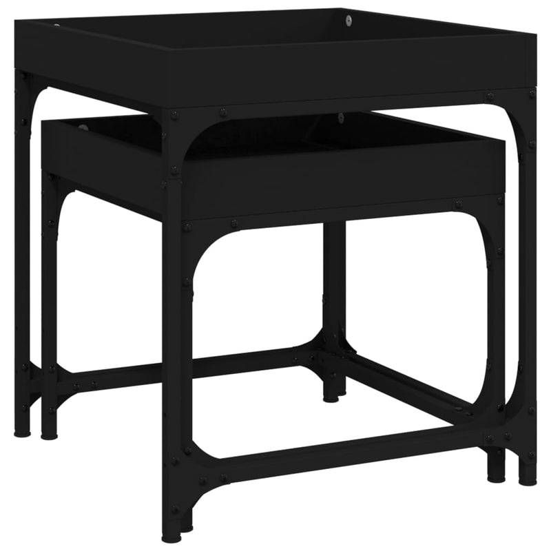 Măsuțe laterale, 2 buc., negru, lemn compozit