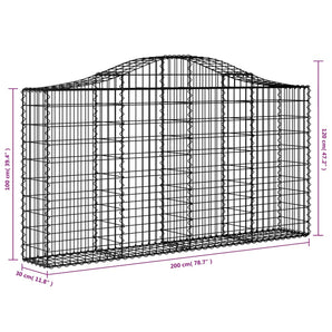 Coșuri gabion arcuite 30 buc, 200x30x100/120 cm fier galvanizat