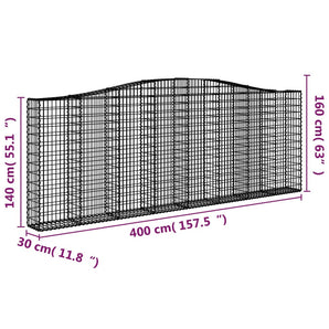 Coșuri gabion arcuite 3 buc. 400x30x140/160 cm fier galvanizat
