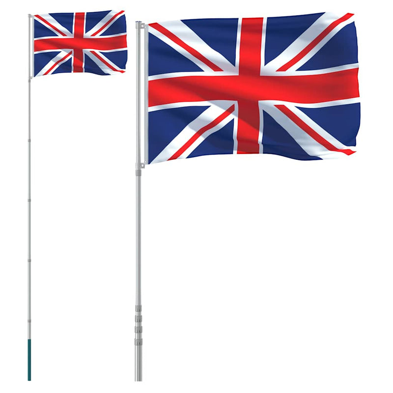 Steag Marea Britanie și stâlp din aluminiu, 5,5 m