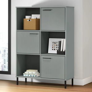 Bibliotecă cu picioare metalice OSLO, gri, 90x35x128,5 cm, lemn