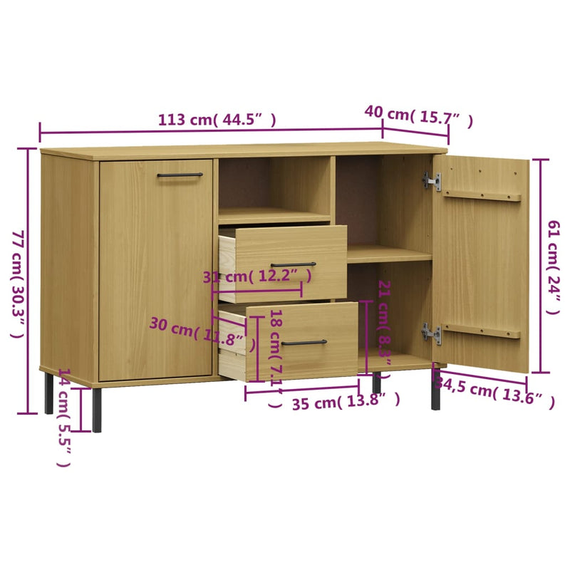 Dulap cu picioare metalice „OSLO” maro 113x40x77 cm lemn