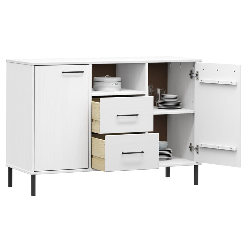 Servantă cu picioare metalice „OSLO” alb 113x40x77 cm lemn