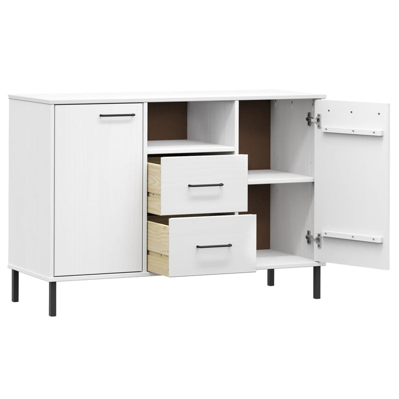 Servantă cu picioare metalice „OSLO” alb 113x40x77 cm lemn