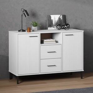 Servantă cu picioare metalice „OSLO” alb 113x40x77 cm lemn