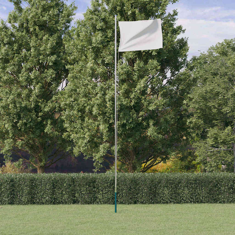 Stâlp de steag telescopic, argintiu, 6,08 m, aluminiu