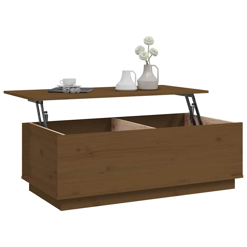Măsuță de cafea, maro miere, 100x50x35 cm, lemn masiv de pin
