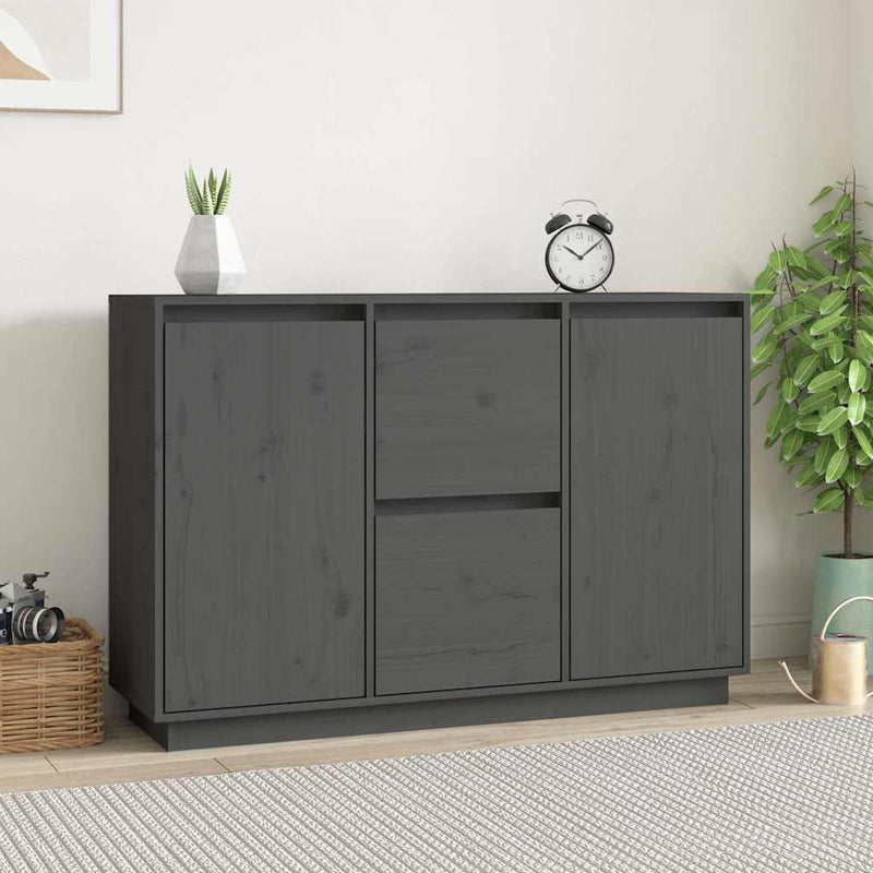 Servantă, gri, 111x34x75 cm, lemn masiv de pin