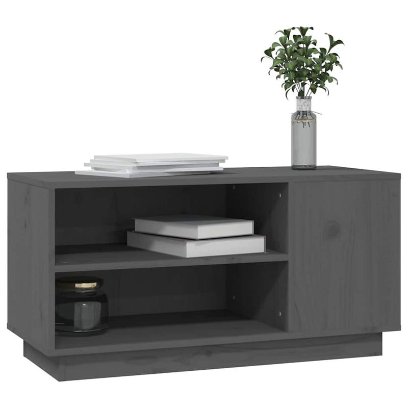 Comodă TV, gri, 80x35x40,5 cm, lemn masiv de pin