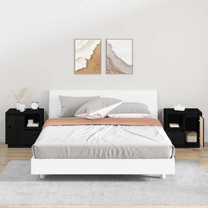 Noptiere, 2 buc., negru, 50x34x50 cm, lemn masiv de pin