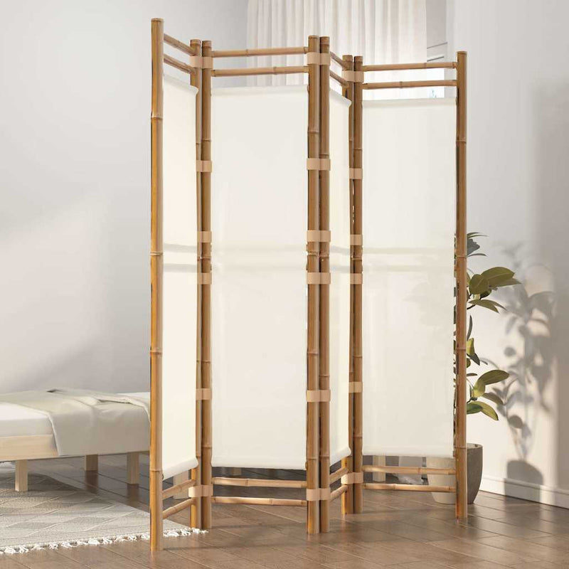Separator de cameră pliabil cu 4 panouri 160 cm bambus și pânză