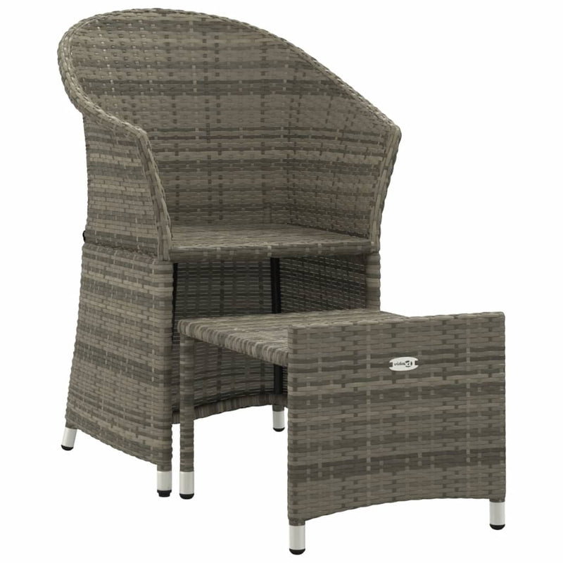 Set mobilier de grădină cu perne, 2 piese, gri, poliratan