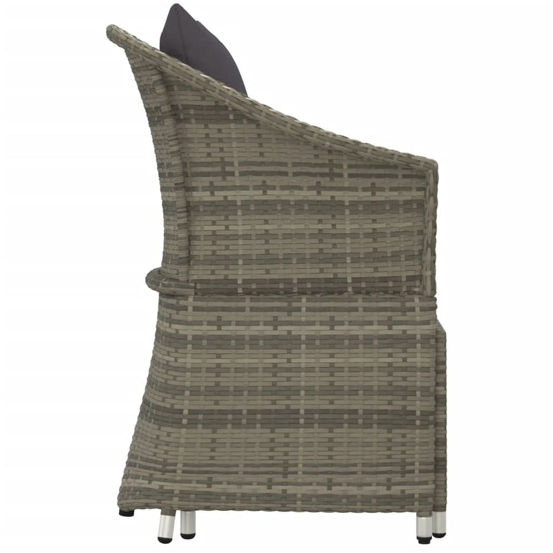 Set mobilier de grădină cu perne, 2 piese, gri, poliratan