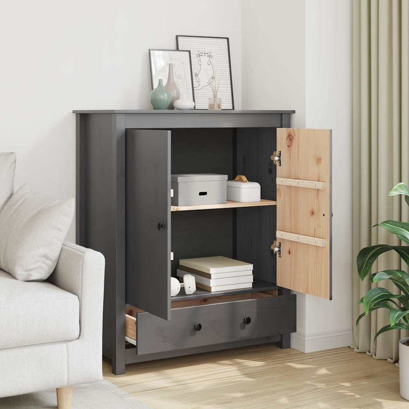 Dulap, gri, 83x41,5x100 cm, lemn masiv de pin