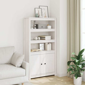 Dulap înalt, alb, 80x35x154 cm, lemn masiv de pin