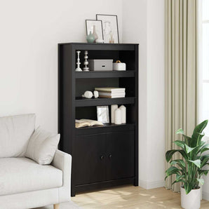 Dulap înalt, negru, 80x35x154 cm, lemn masiv de pin