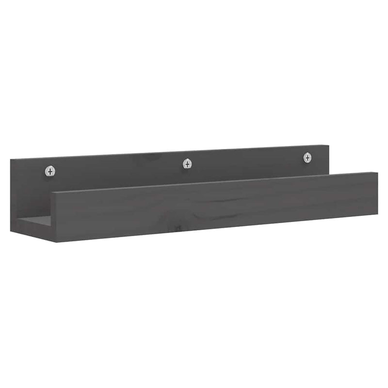 Rafturi de perete, 2 buc., gri, 50x12x9 cm, lemn masiv de pin