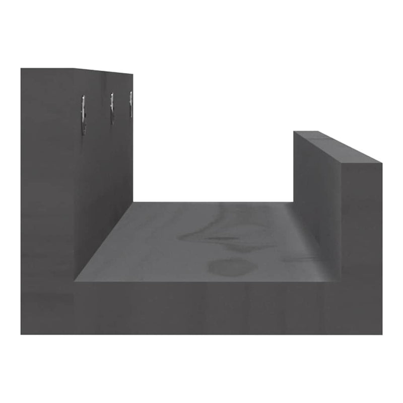 Rafturi de perete, 2 buc., gri, 50x12x9 cm, lemn masiv de pin