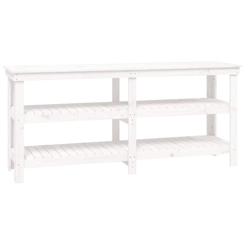 Banc de lucru cu raft Alb 181 x 50 x 80 cm Lemn masiv de pin