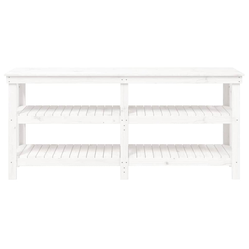 Banc de lucru cu raft Alb 181 x 50 x 80 cm Lemn masiv de pin