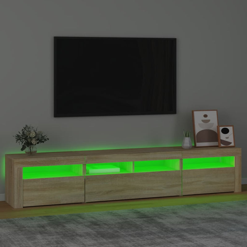 Comodă TV cu lumini LED, stejar sonoma, 210x35x40 cm