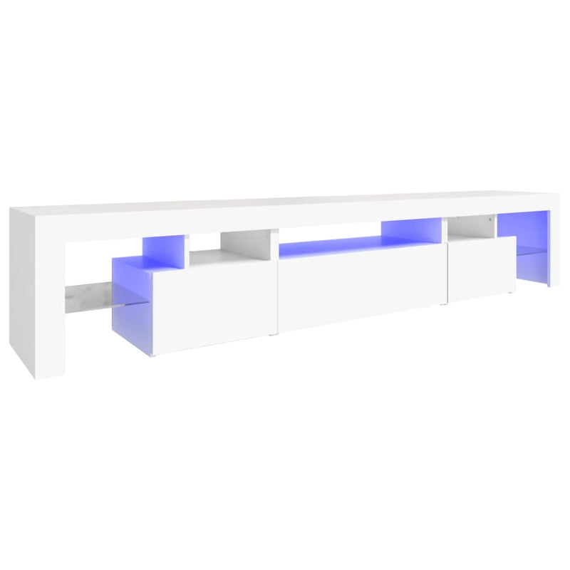 Comode TV cu lumini LED, alb，215x36,5x40