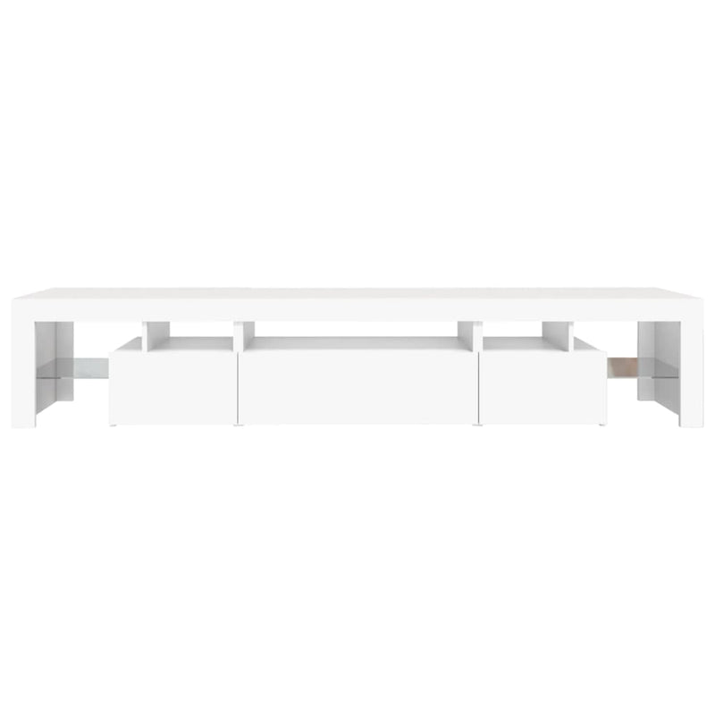 Comode TV cu lumini LED, alb，215x36,5x40