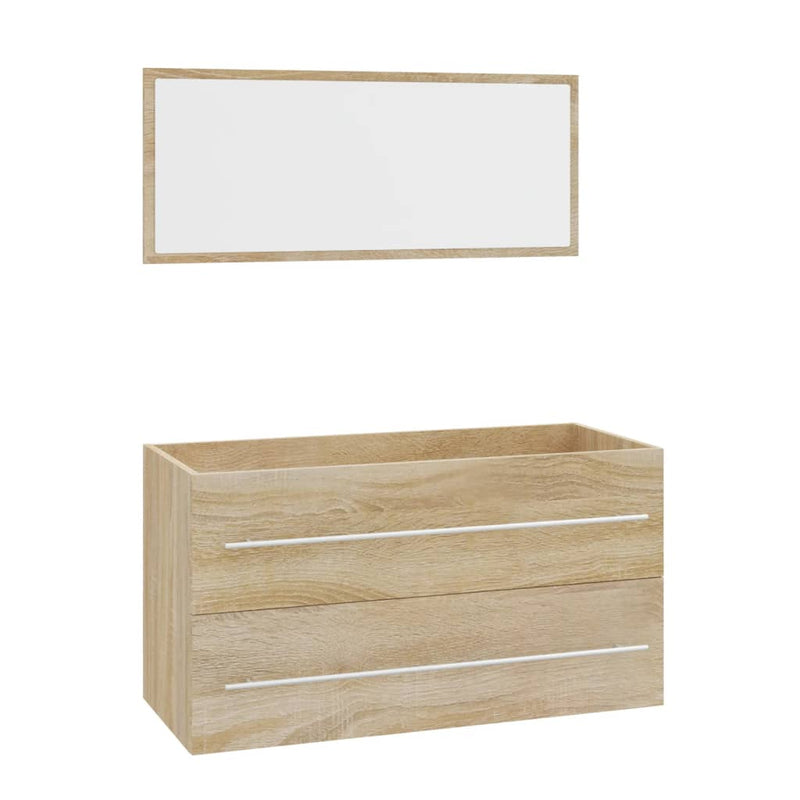 Set mobilier de baie, 3 piese, stejar sonoma