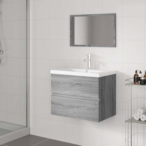 Set de mobilier de baie, gri sonoma, lemn prelucrat
