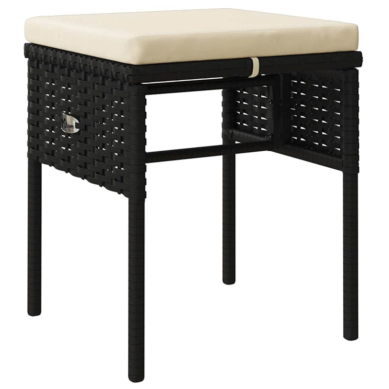 Set mobilier de grădină cu perne, 6 piese, negru, poliratan