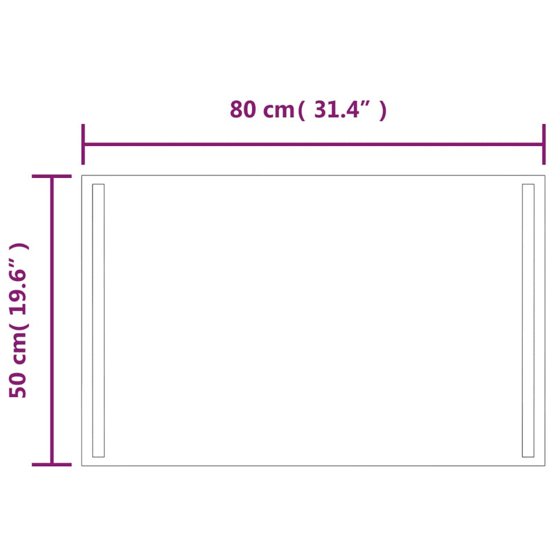 Oglindă de baie cu LED, 50x80 cm