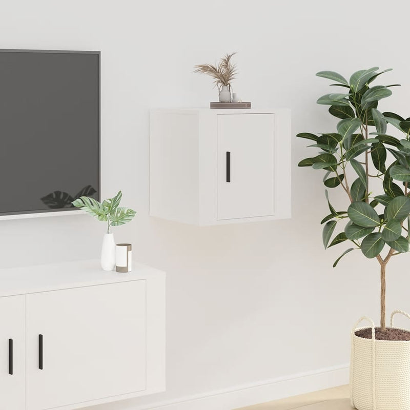 Dulapuri TV montate pe perete, 2 buc., alb, 40x34,5x40 cm