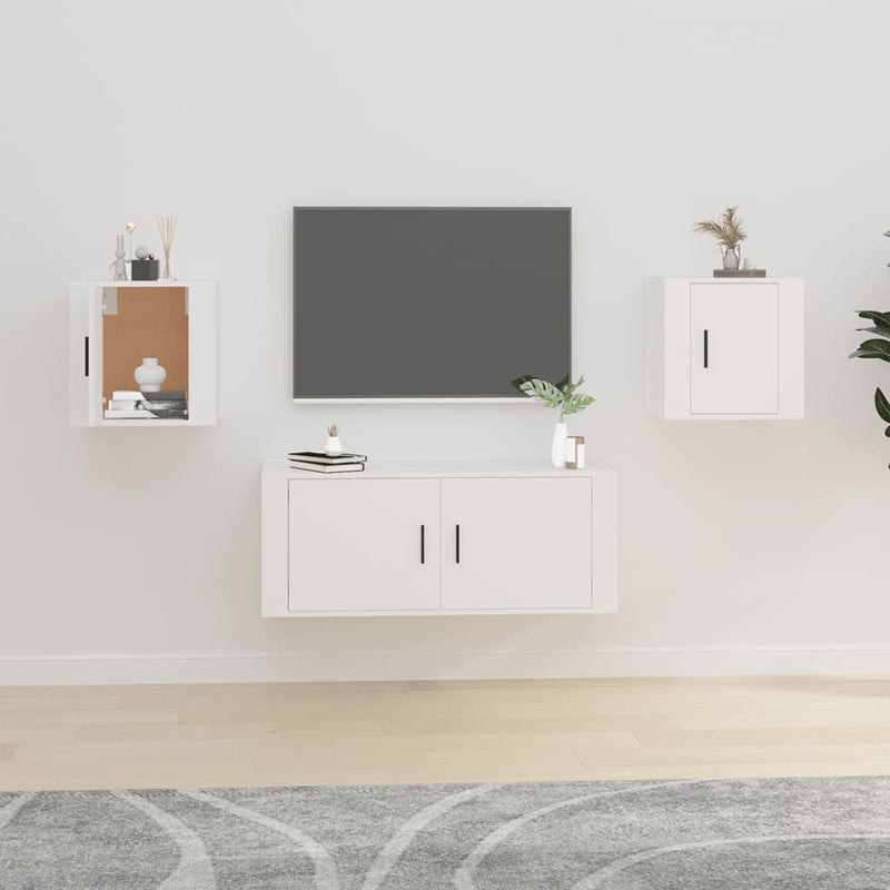 Dulapuri TV montate pe perete, 2 buc., alb, 40x34,5x40 cm