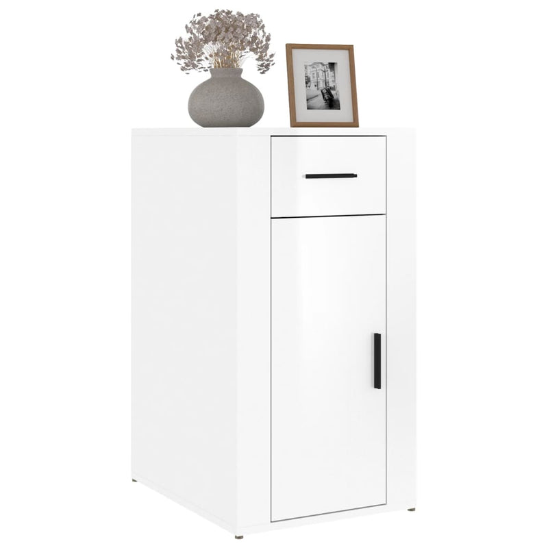Birou, alb extralucios, 40x49x75 cm, lemn prelucrat