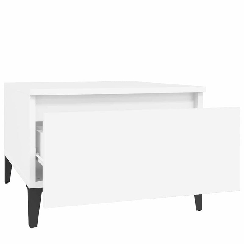 Mese laterale, 2 buc., alb, 50x46x35 cm, lemn compozit
