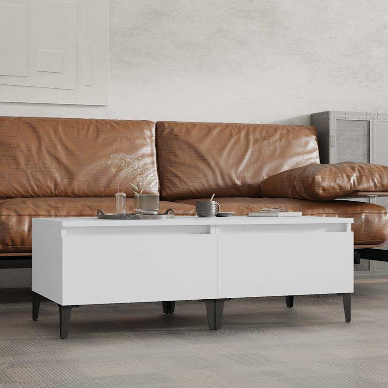 Mese laterale, 2 buc., alb, 50x46x35 cm, lemn compozit