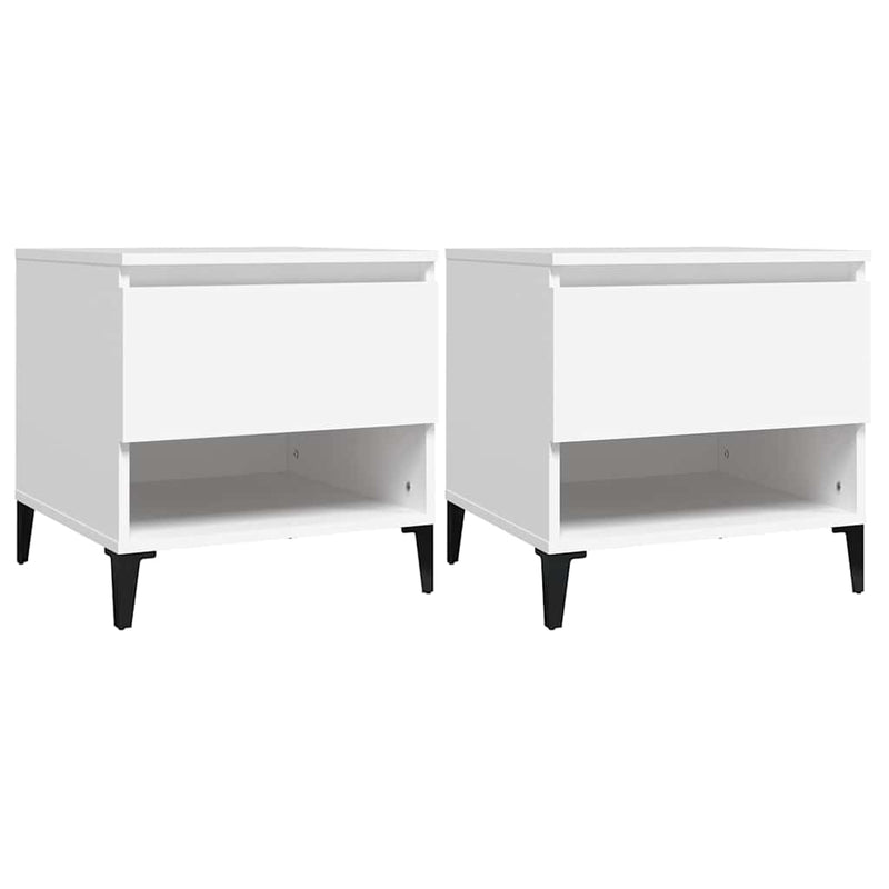 Mese laterale, 2 buc., alb, 50x46x50 cm, lemn compozit