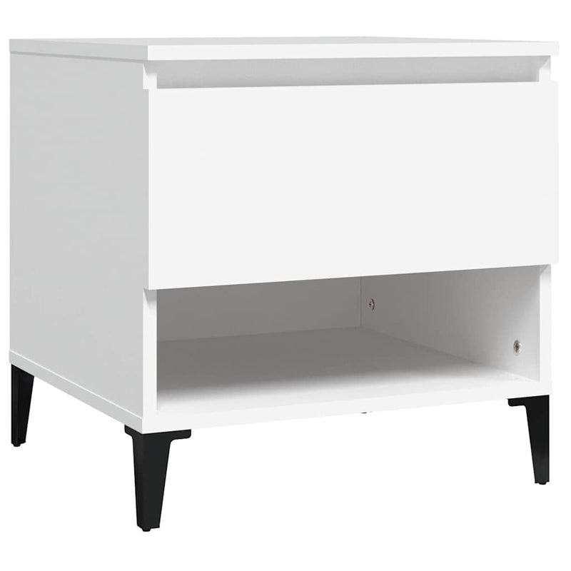 Mese laterale, 2 buc., alb, 50x46x50 cm, lemn compozit