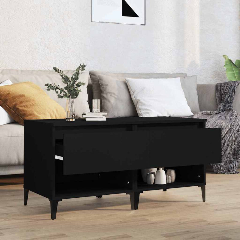 Mese laterale, 2 buc., negru, 50x46x50 cm, lemn compozit