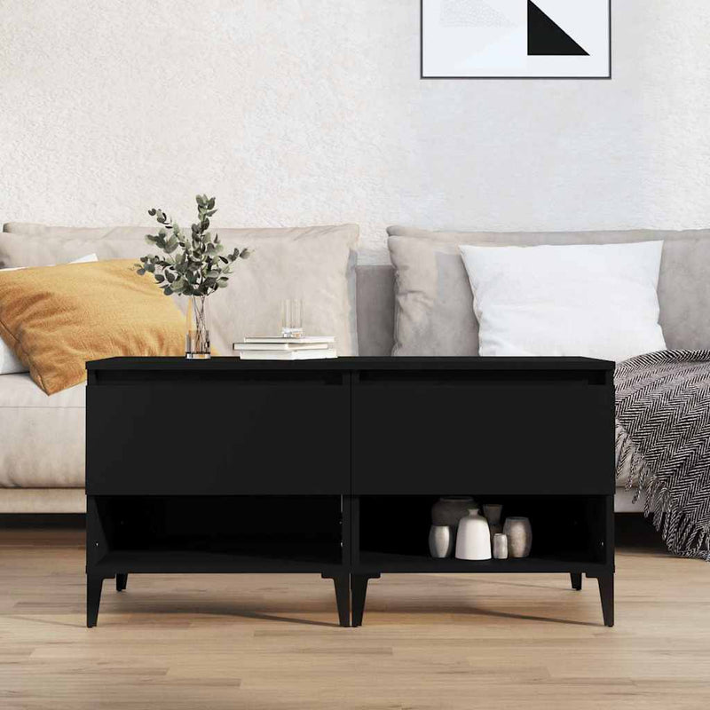 Mese laterale, 2 buc., negru, 50x46x50 cm, lemn compozit