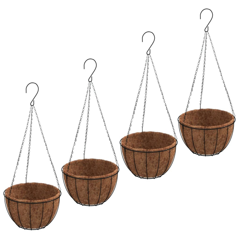 Jardiniere suspendate căptușeală cocos 4 buc. Ø 30x52cm oțel
