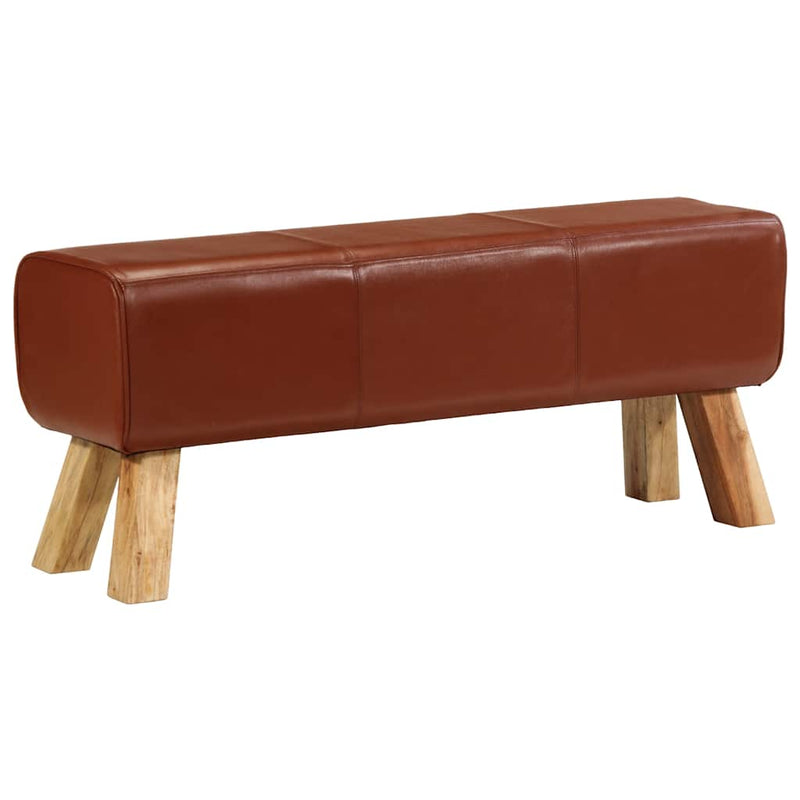 Bancă Bok gimnastică maro 110cm piele naturală/lemn masiv mango
