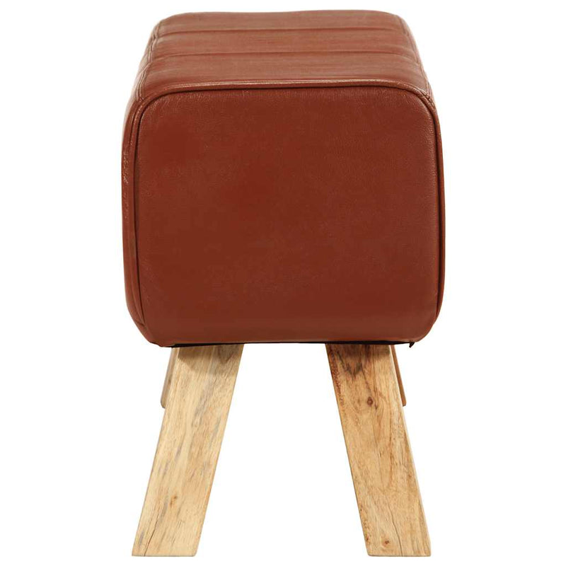 Bancă Bok gimnastică maro 110cm piele naturală/lemn masiv mango