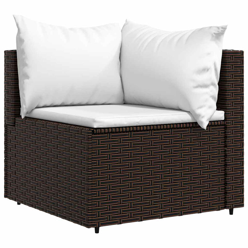 Set mobilier de grădină cu perne, 3 piese, maro, poliratan