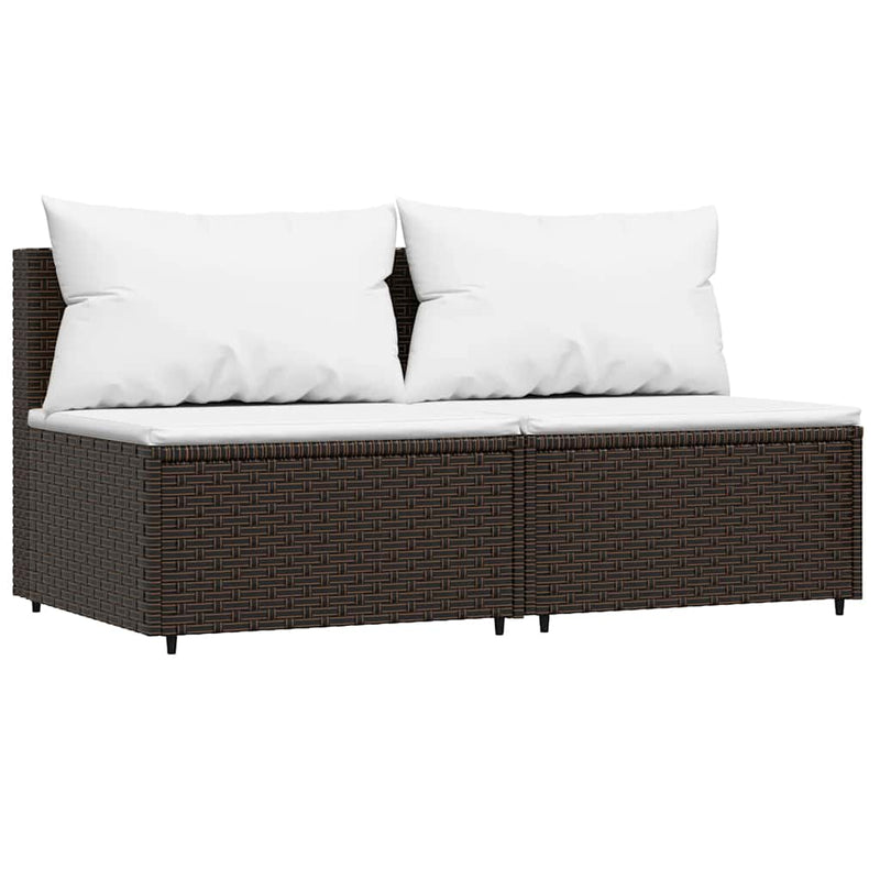 Set mobilier de grădină cu perne, 3 piese, maro, poliratan