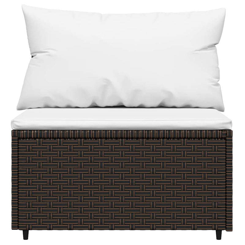 Set mobilier de grădină cu perne, 3 piese, maro, poliratan