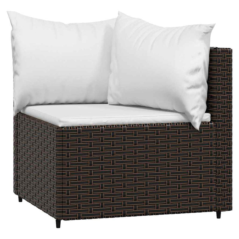 Set mobilier de grădină cu perne, 3 piese, maro, poliratan