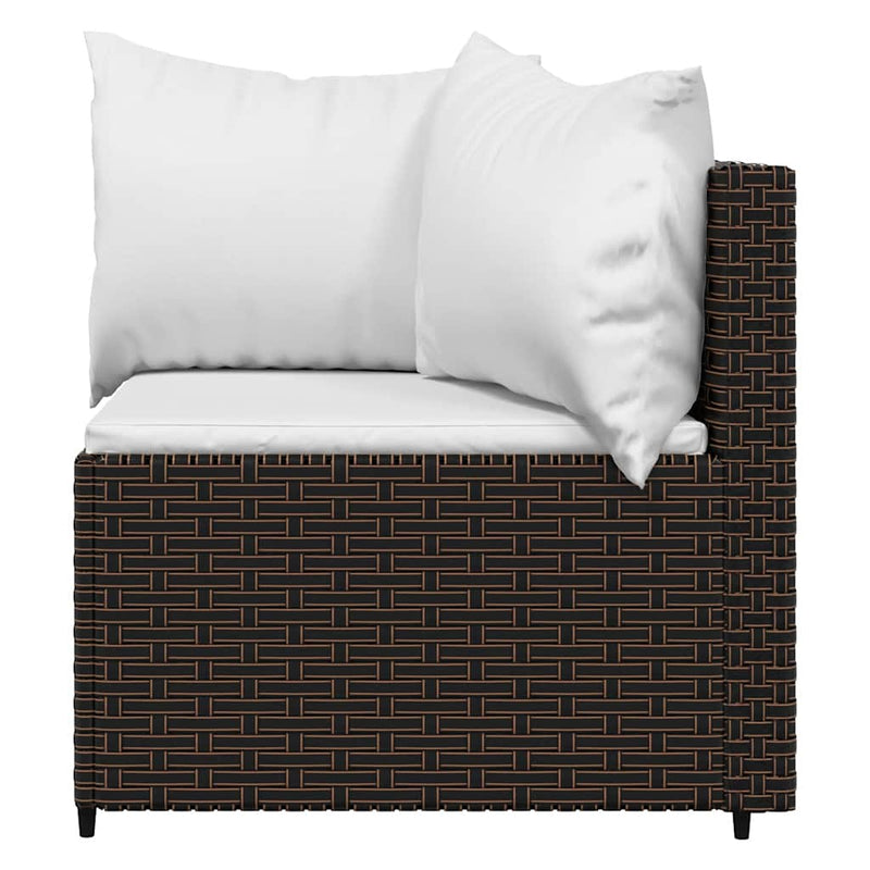 Set mobilier de grădină cu perne, 3 piese, maro, poliratan
